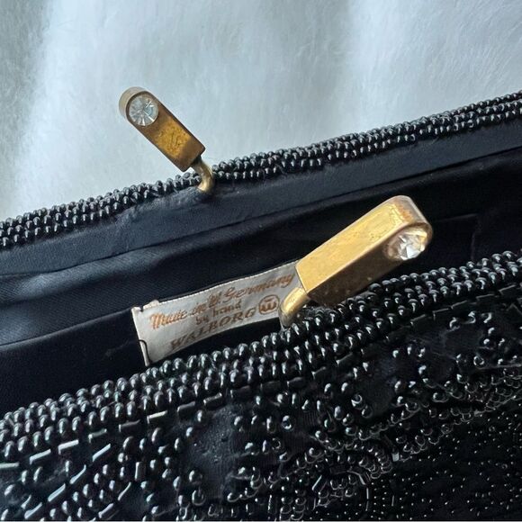 VINTAGE WALBORG beaded black CLUTCH Hand Made in W Germany - Picture 15 of 16
